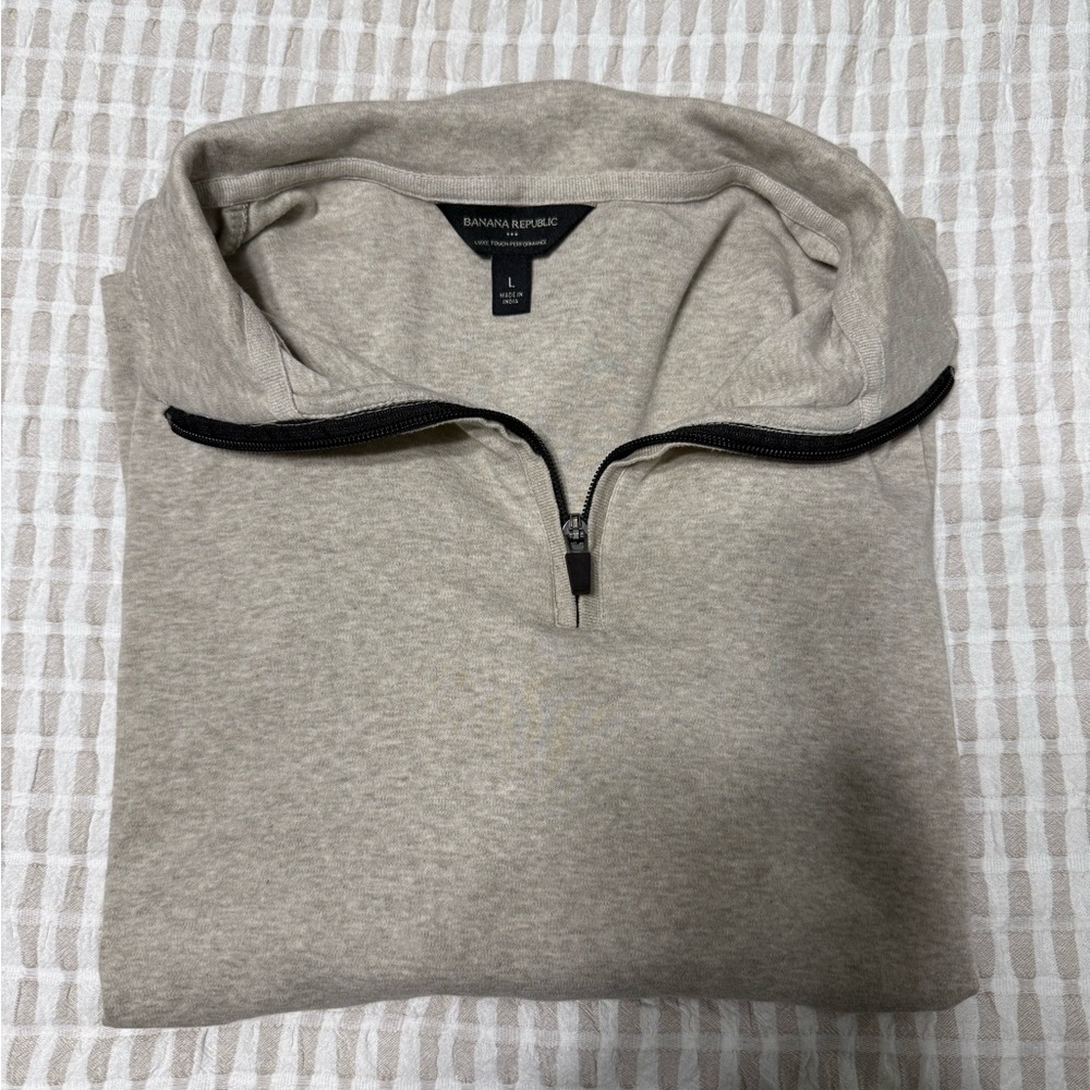Banana Republic Men’s Light Beige Half-Zip Sweater